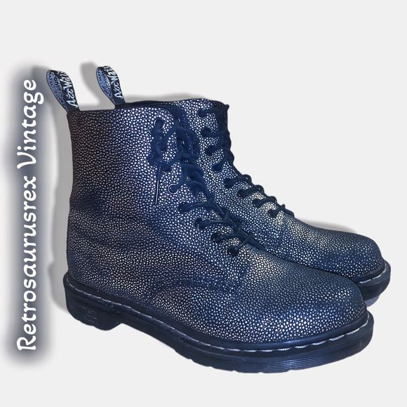 Dr. Martens Silver Metallic Pebble 1460 Pascal Leather Boots, US 9 - Picture 7 of 10